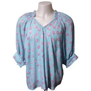 Zac & Rachel Sz 2X Peasant Top Ruffled Trim  Cottagecore Whimsical, Whimsy Boho